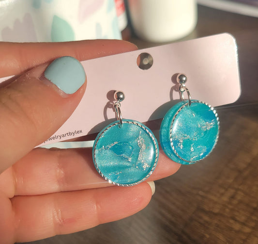 Aquamarine Circle Dangles