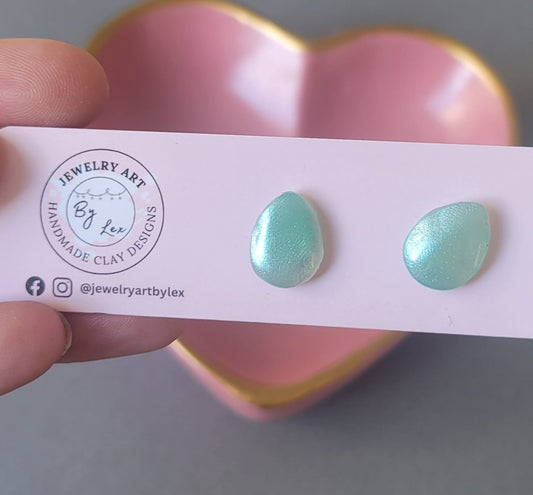 Mint Green Faux Pearl Drop Stud