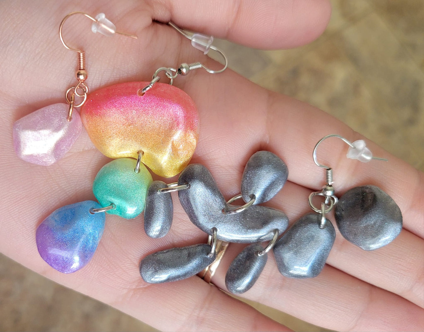 Rainbow Pearl Organic Dangle