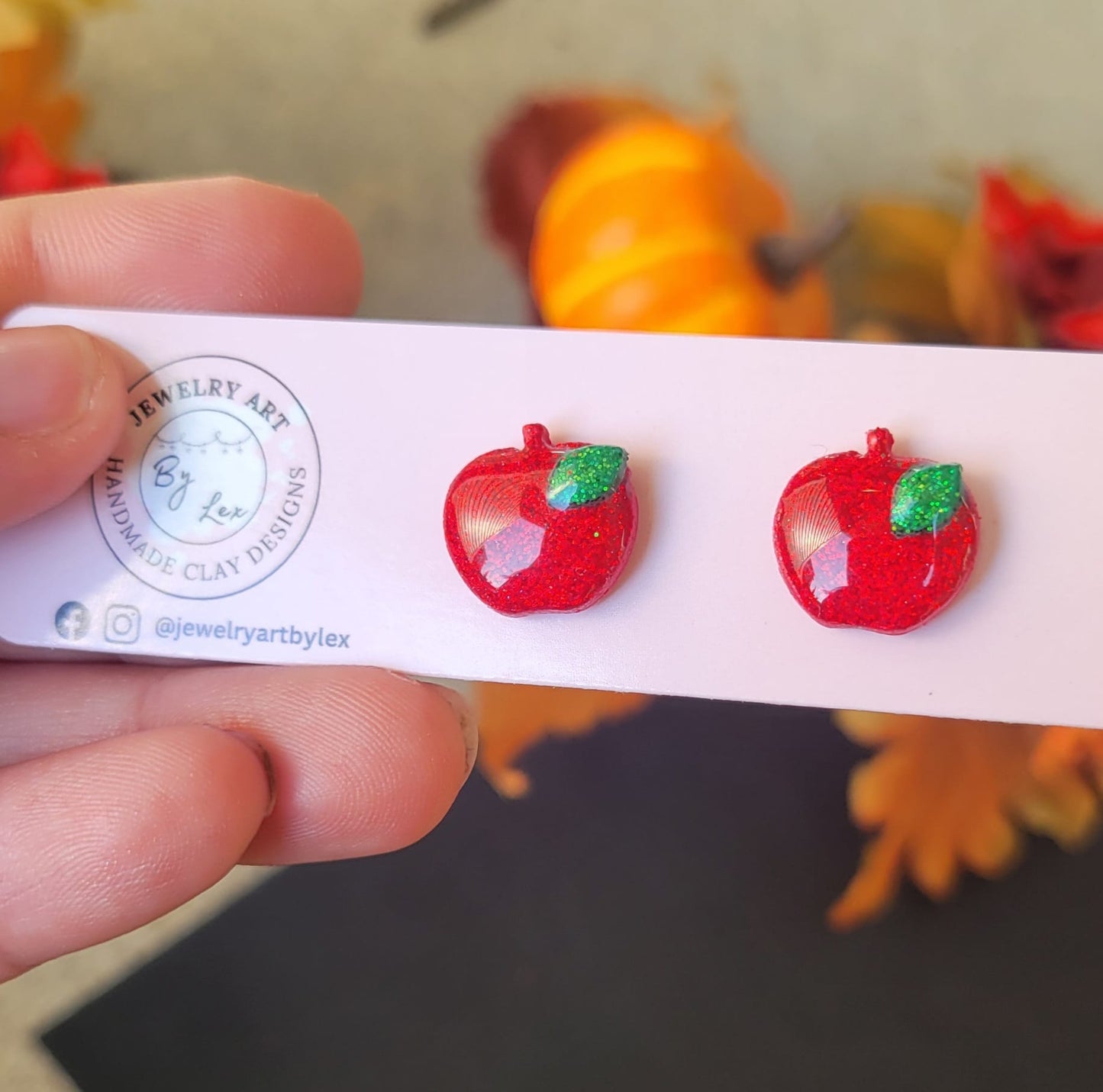 Glitter Apple Studs