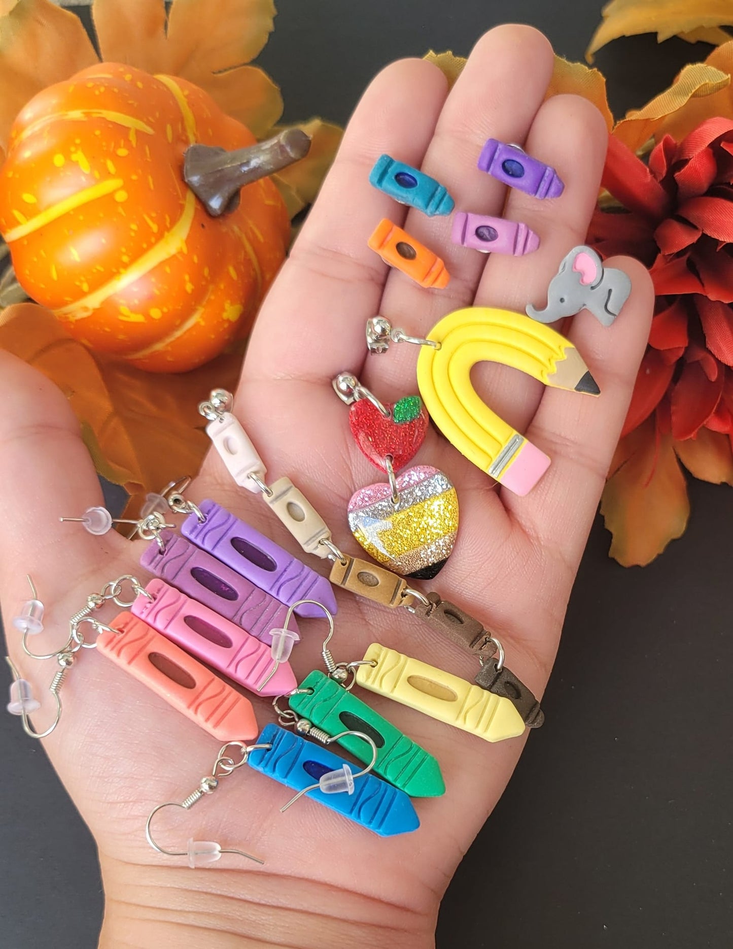 Coral Crayon Dangles