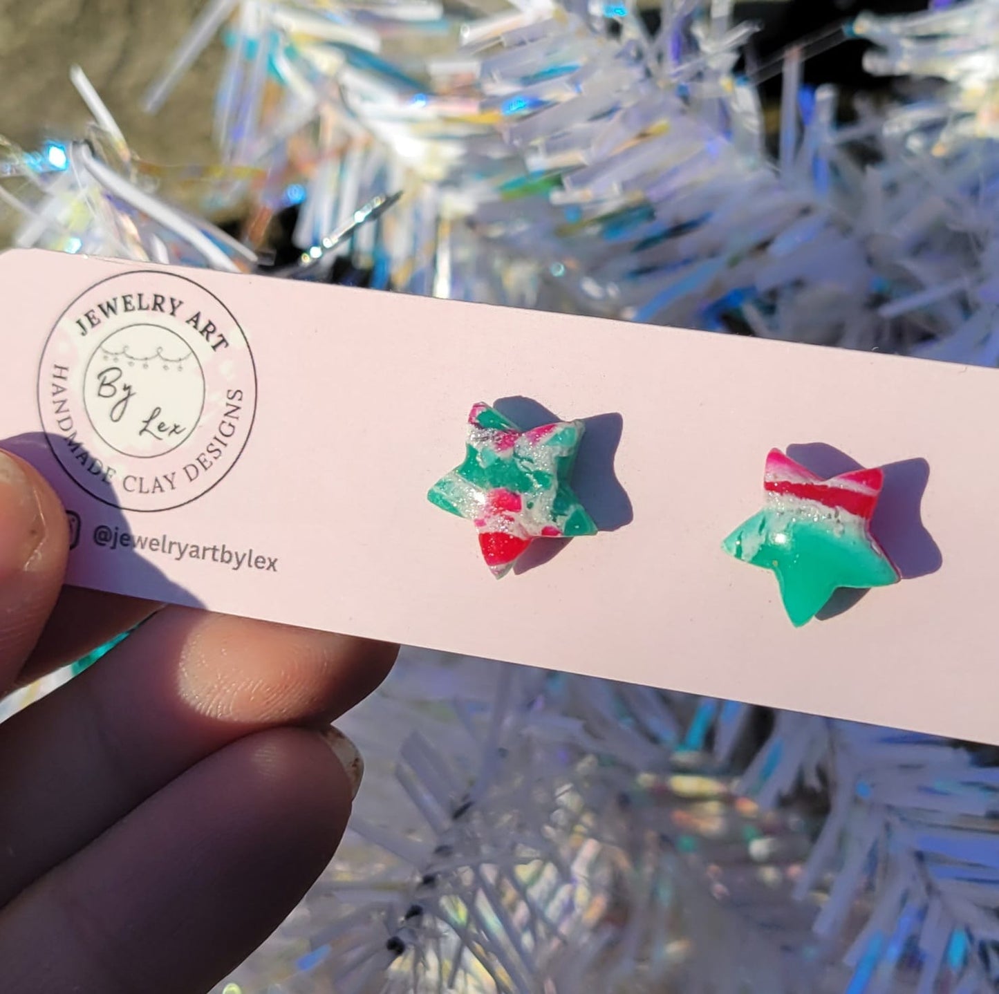 Red/Green Marble Star Studs