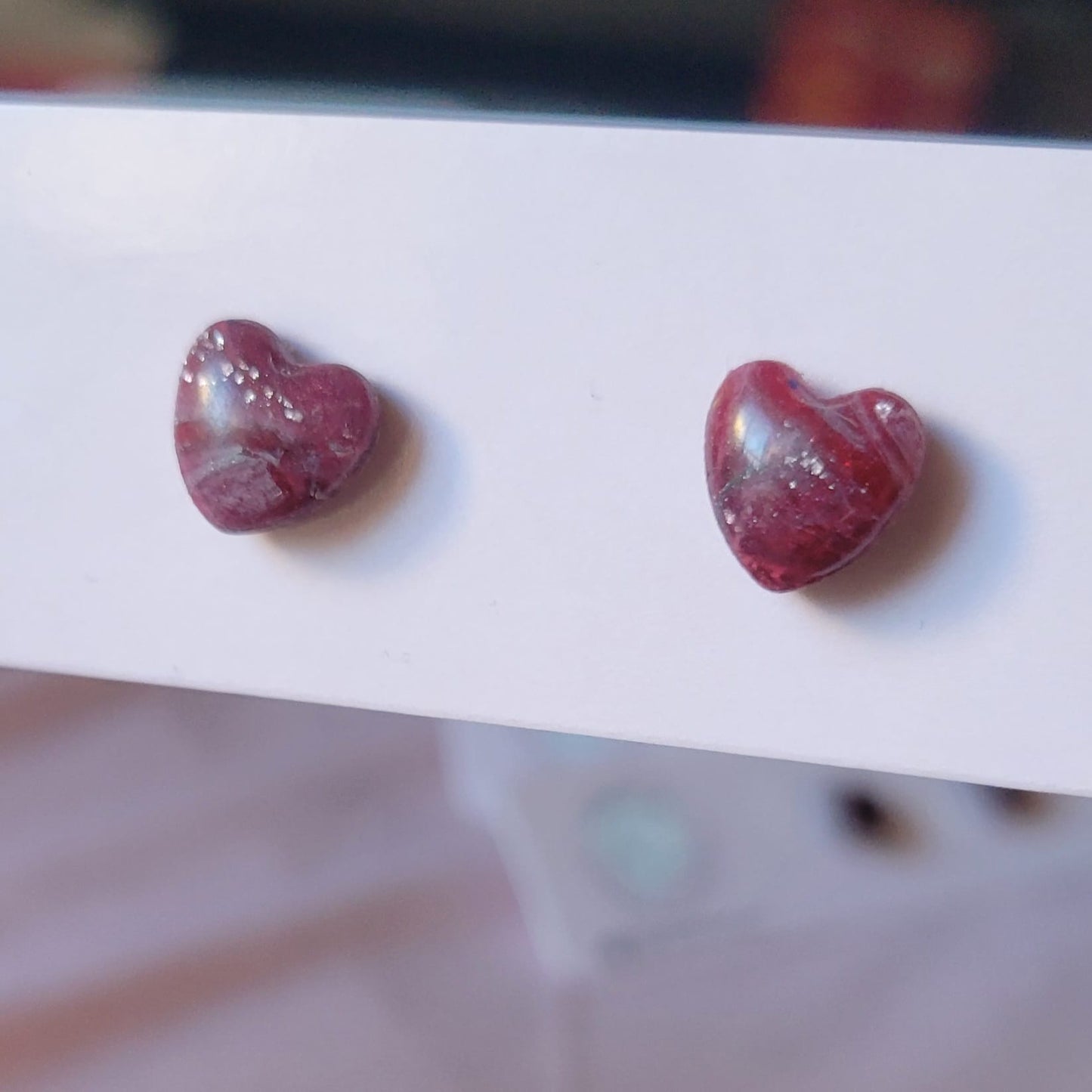 Garnet Heart Studs