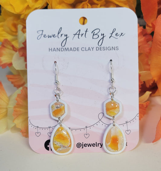 Candy Corn Quartz Bezeled Drops