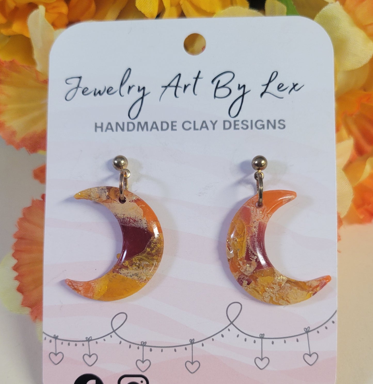 Fall Marble Moon Dangles