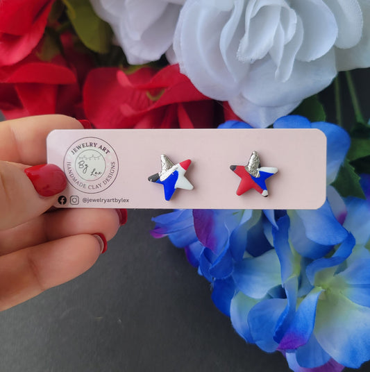 RWB Metallic Star Studs