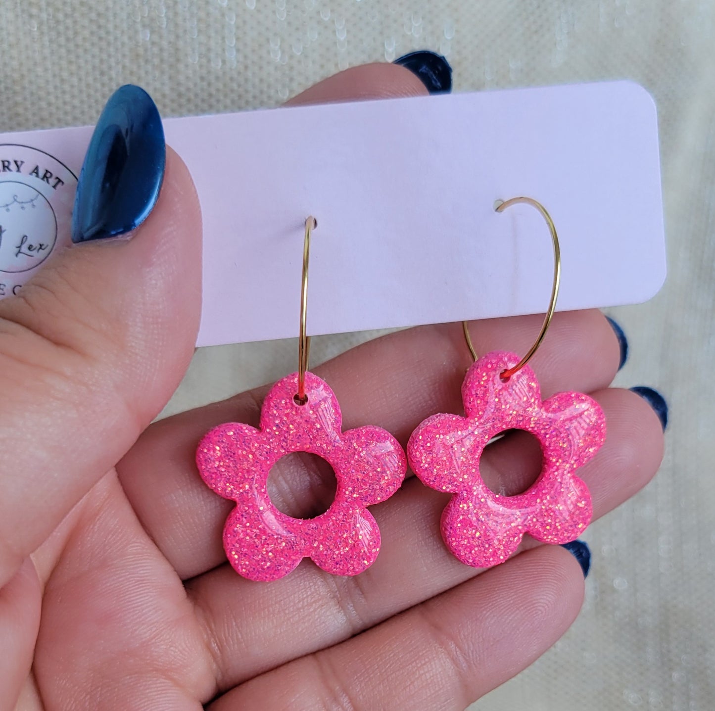 Maui Glitter Flower Hoops