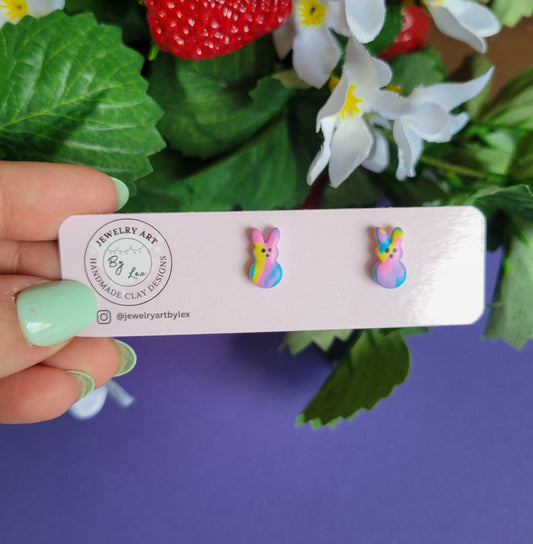 Tie-Dye Peep Bunny Studs