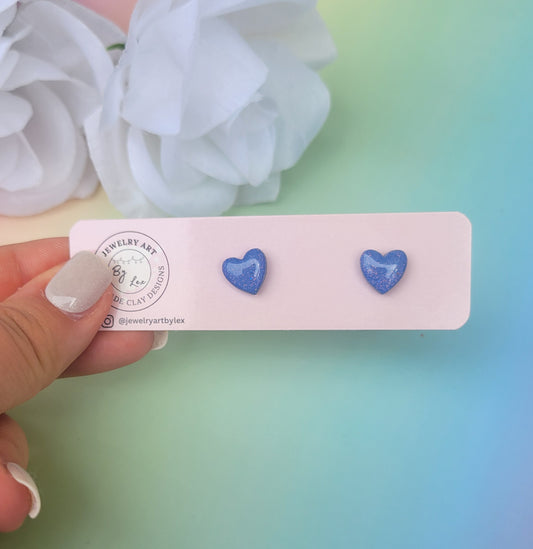 Blue/Copper Mini Heart Studs