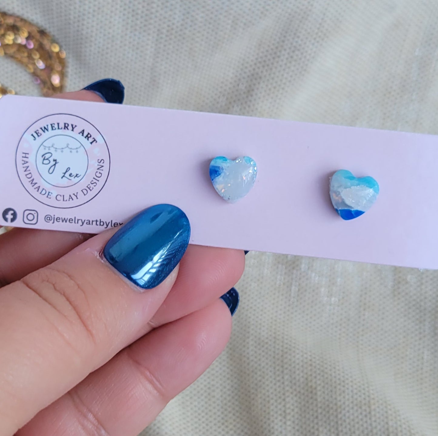 Icy Marble Heart Studs