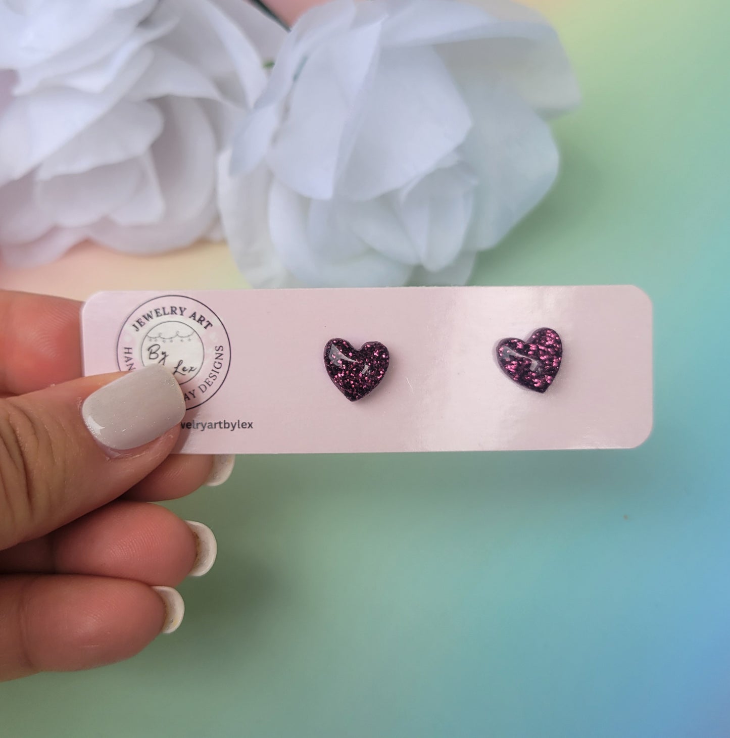 Wine Mini Heart Studs