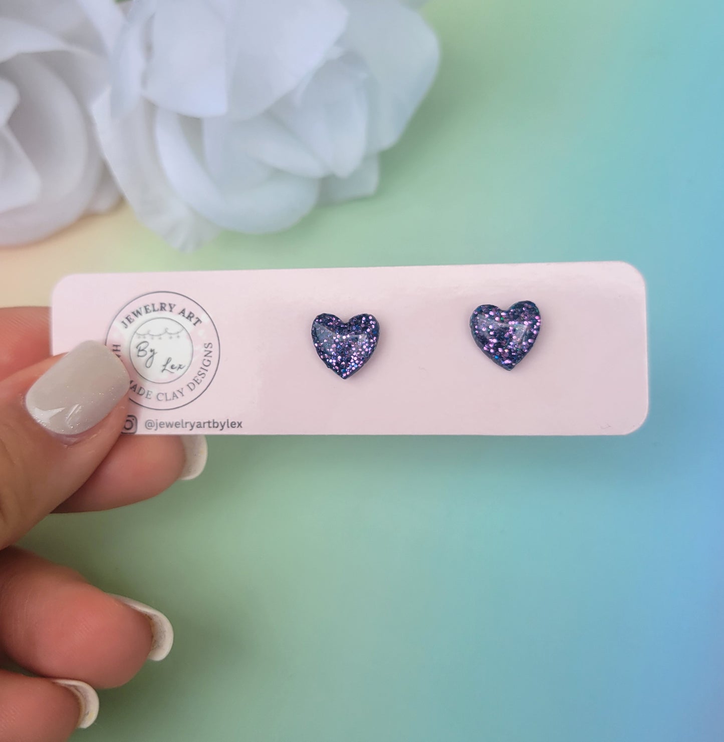 Indigo Mini Heart Studs