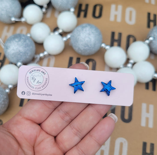 Foil Star Studs- Blue