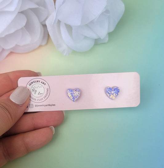 Periwinkle Mini Heart Studs
