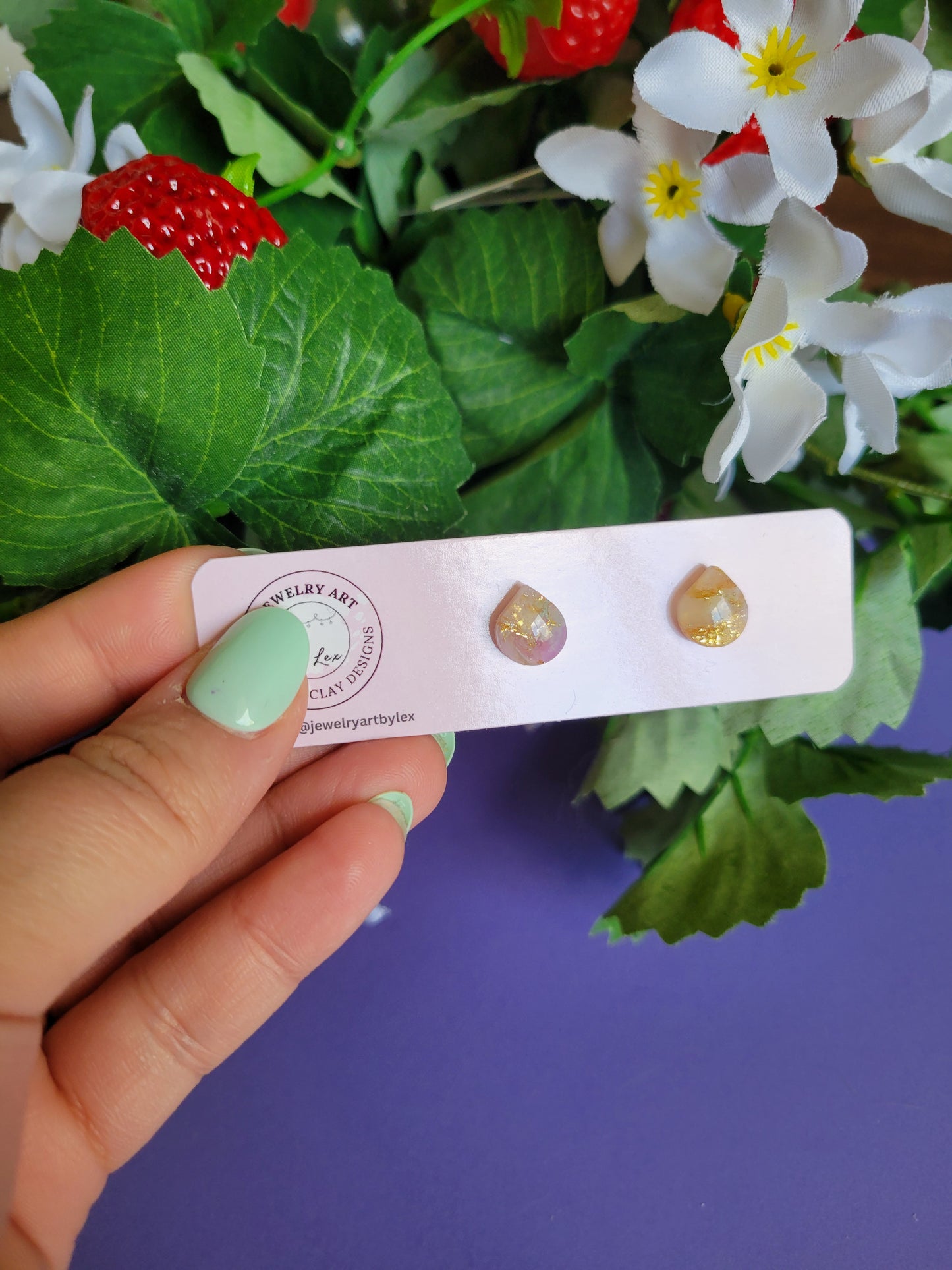 Gilded Moss/Amethyst Studs