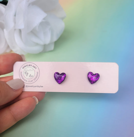 Purple Mini Heart Studs