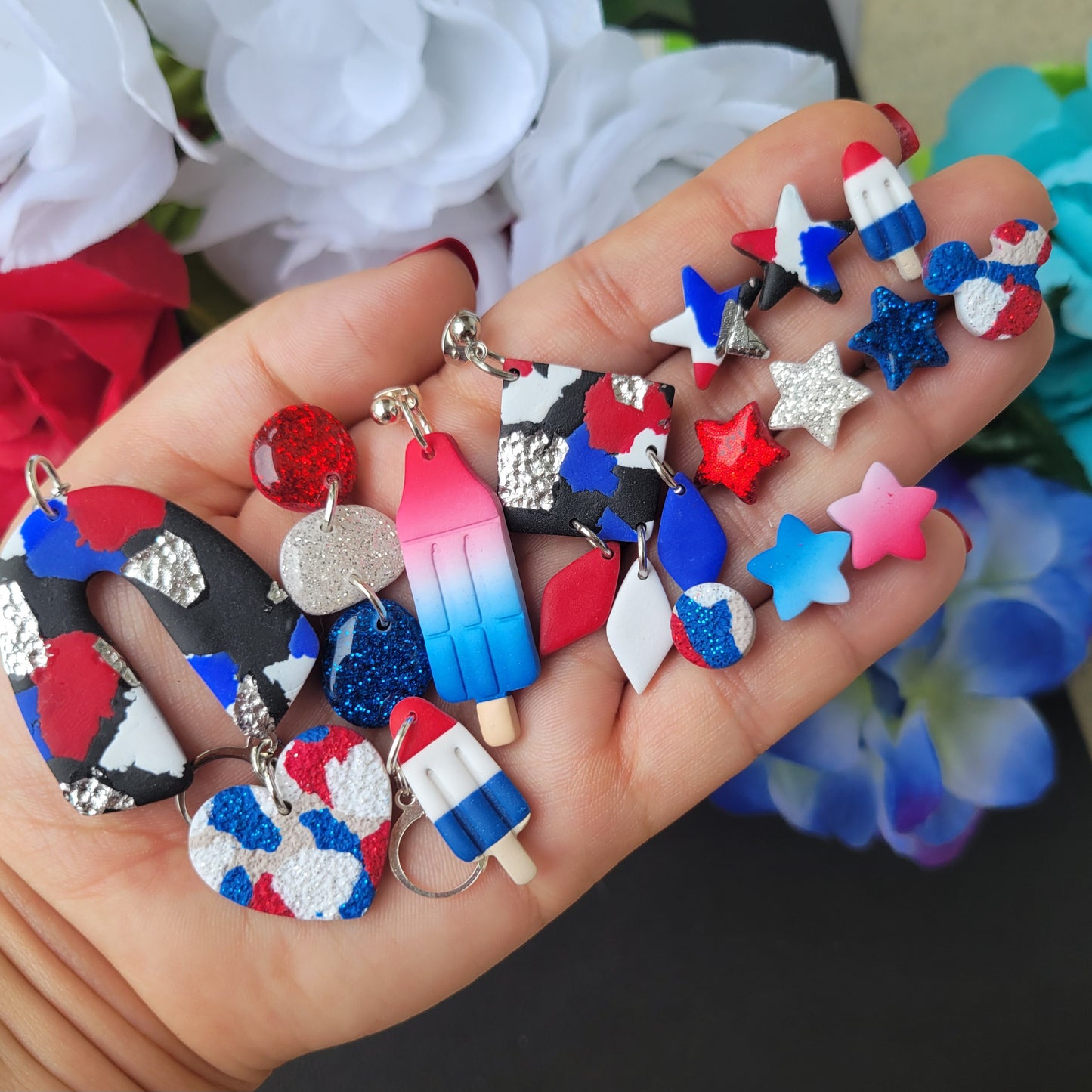 Blue Glitter Star Studs