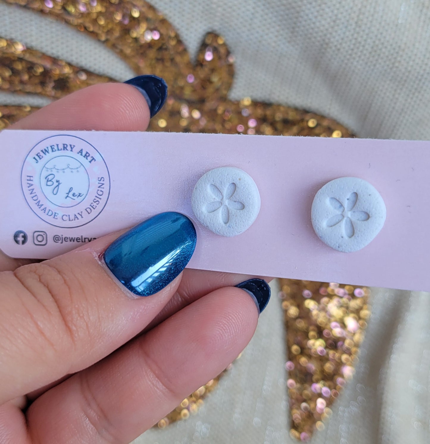 Sand Dollar Studs White