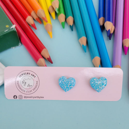Rain Glitter Heart Stud