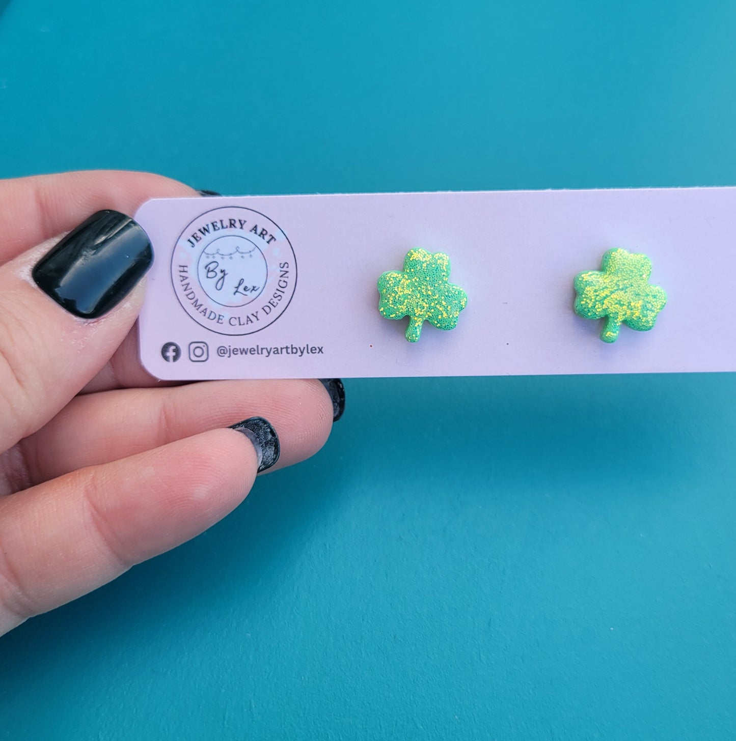Bright Glitter Clover Studs