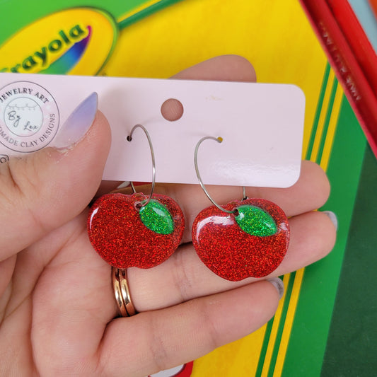 Glitter Apple Hoops