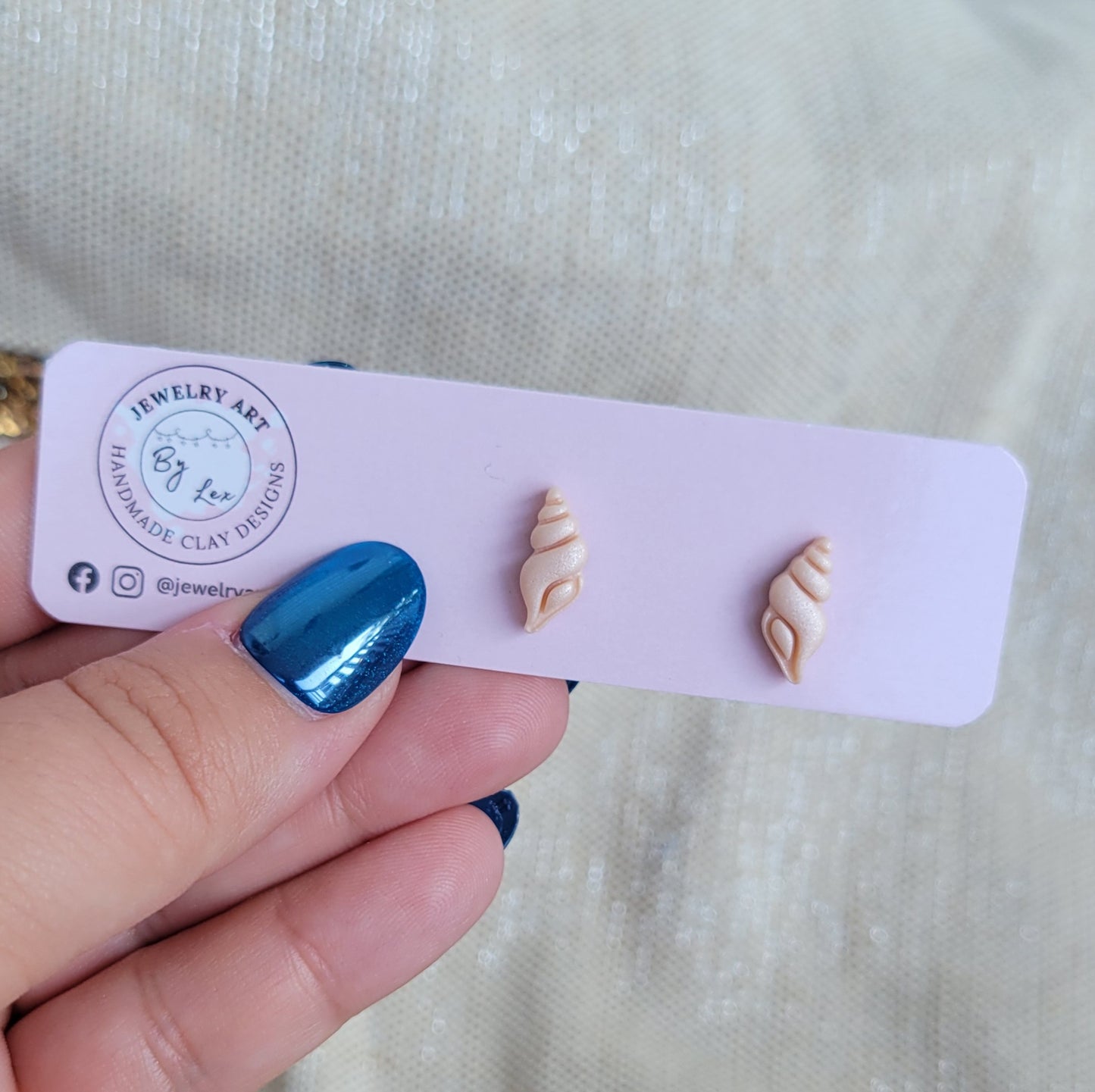 Peach Conch Shell Studs