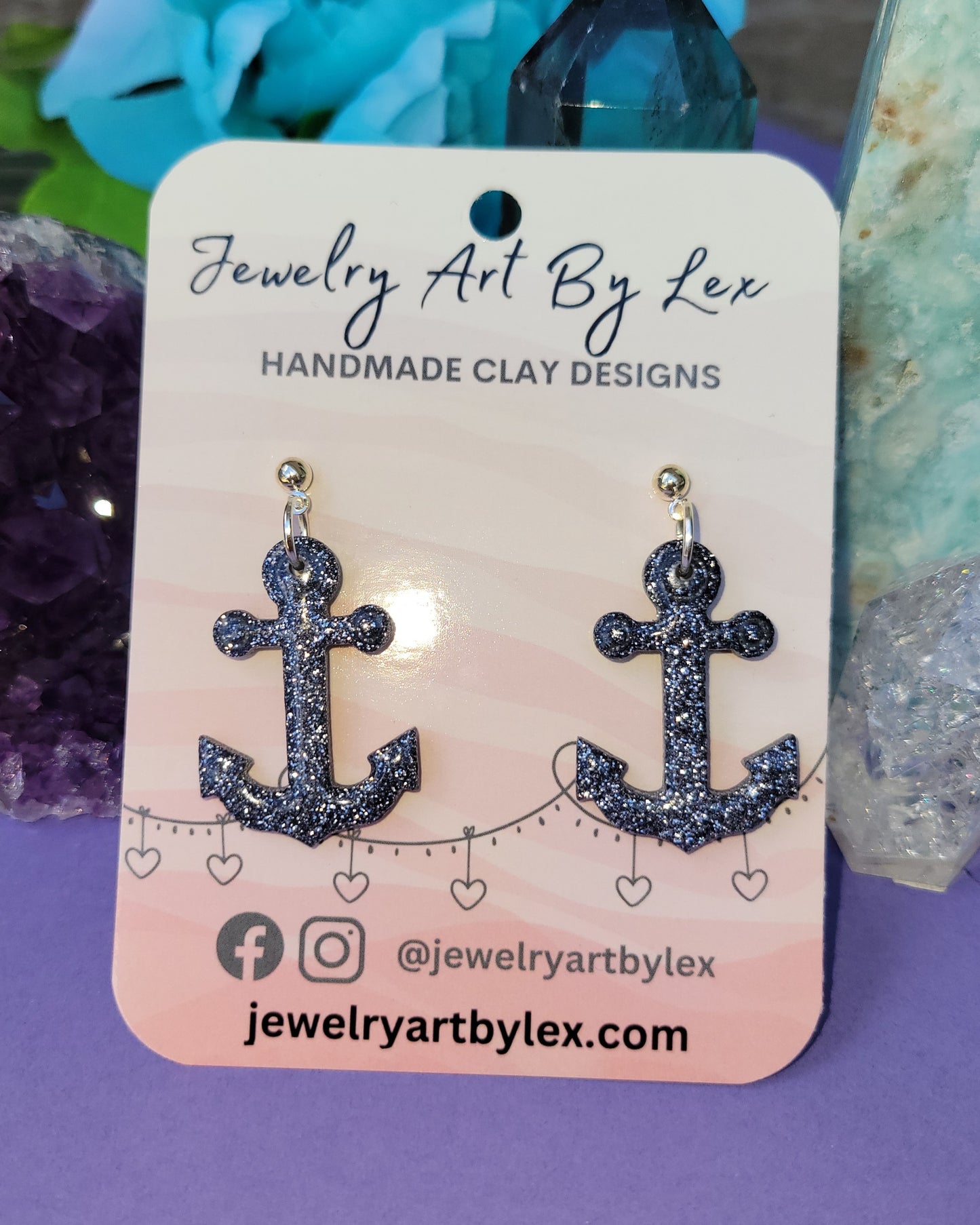 Glitter Anchor Dangles
