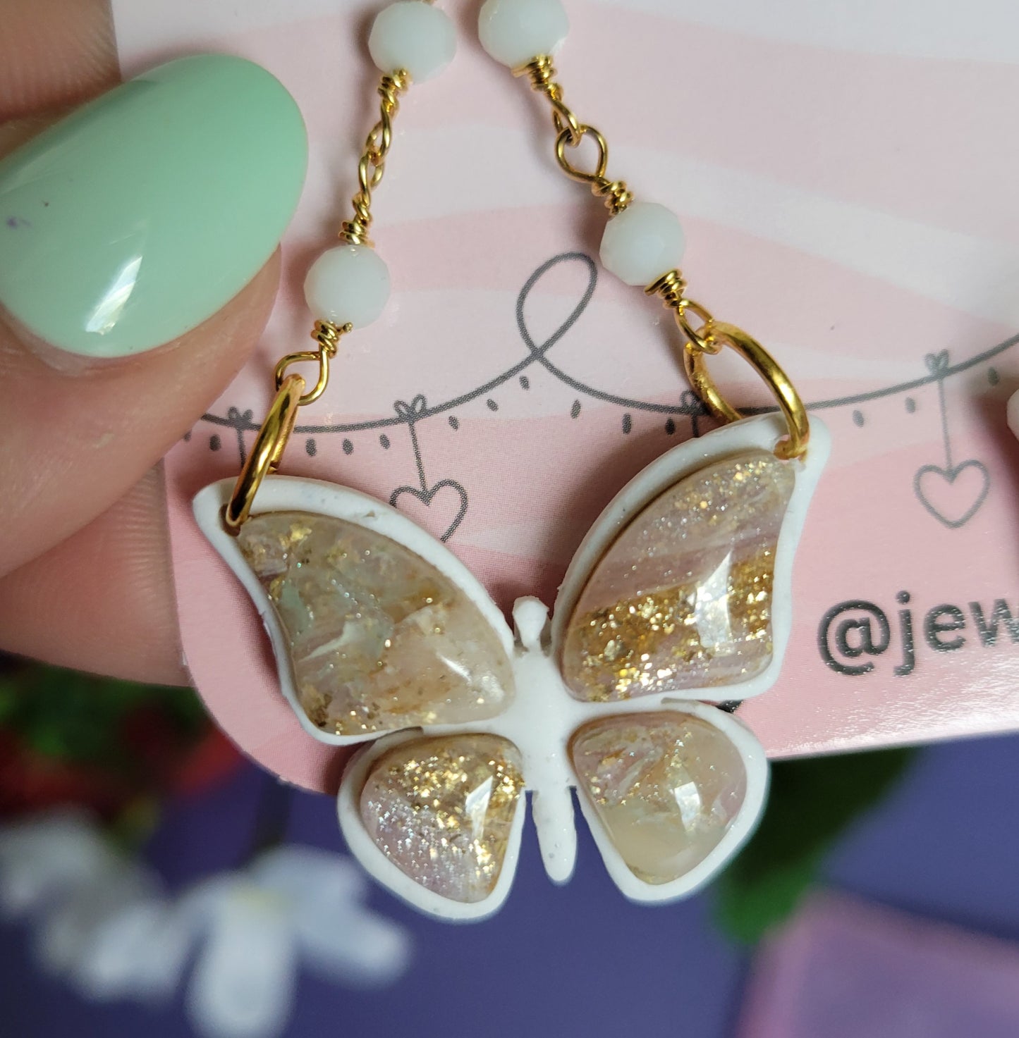 Gilded Moss/Amethyst  Butterfly Dangles