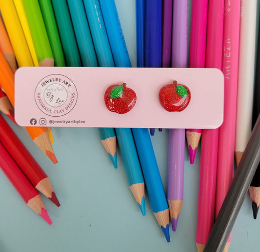 Glitter Apple Studs