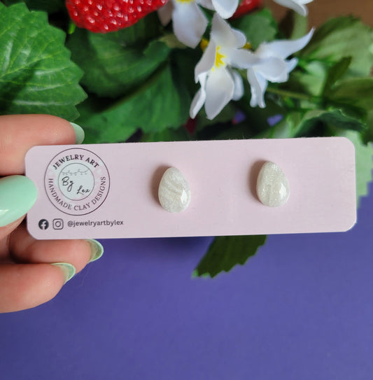 Crystal Quartz Egg Studs