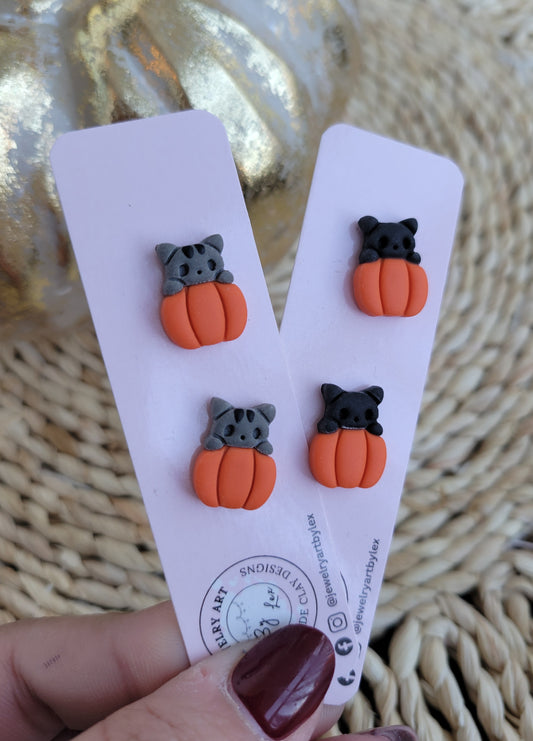 Pumpkin Cat Studs