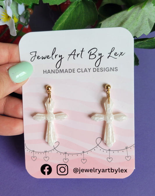 Crystal Quartz Cross Dangles