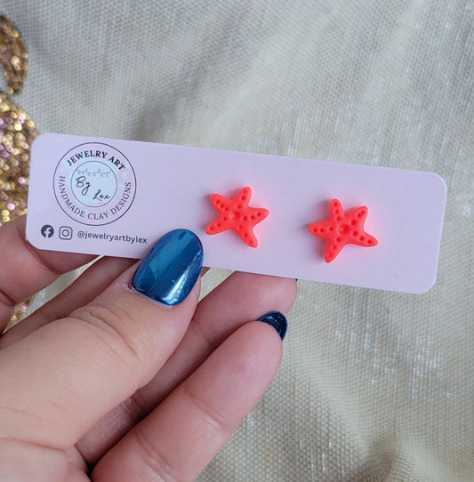 Neon Starfish Studs