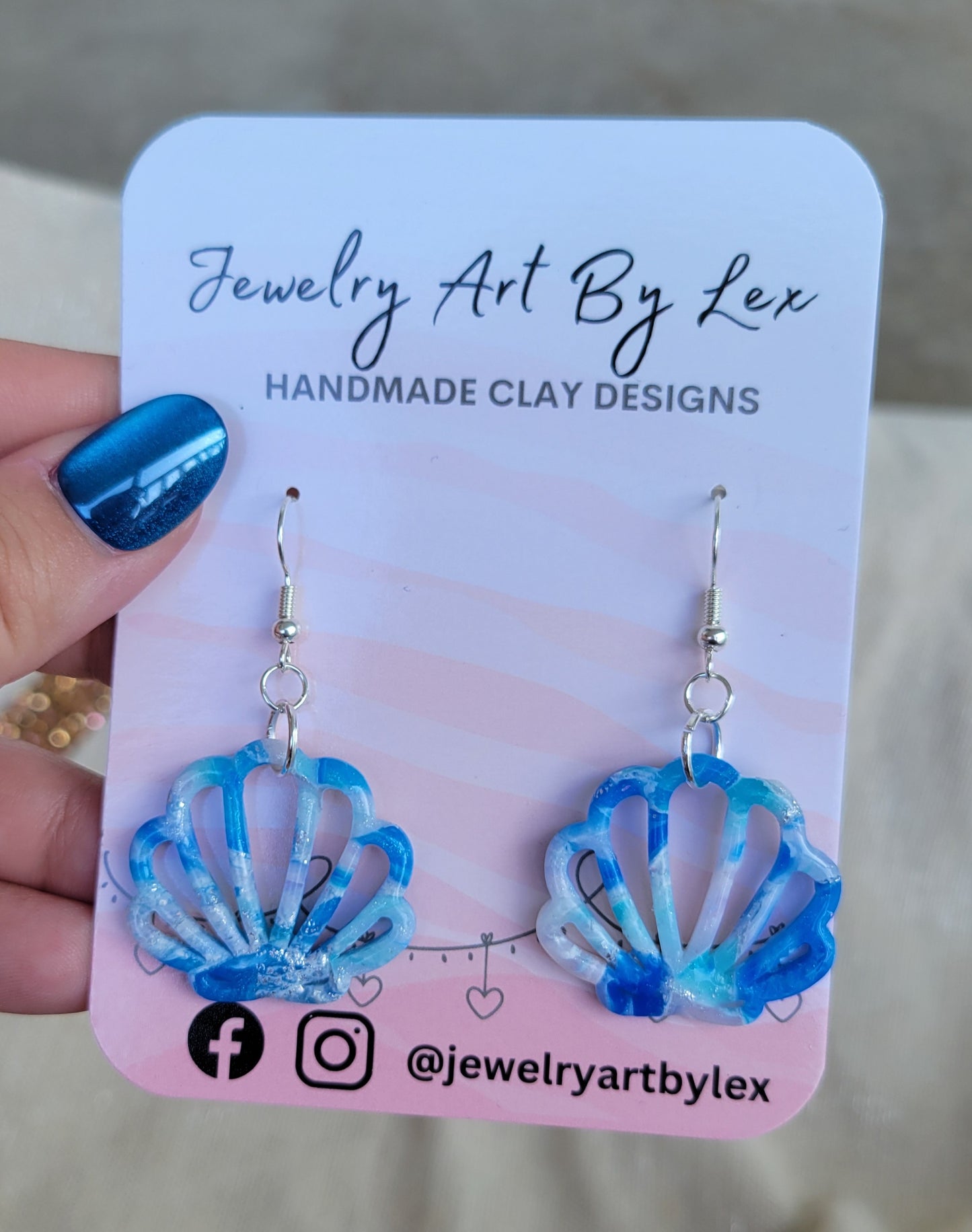 Icy Marble Hollow Shell Dangles