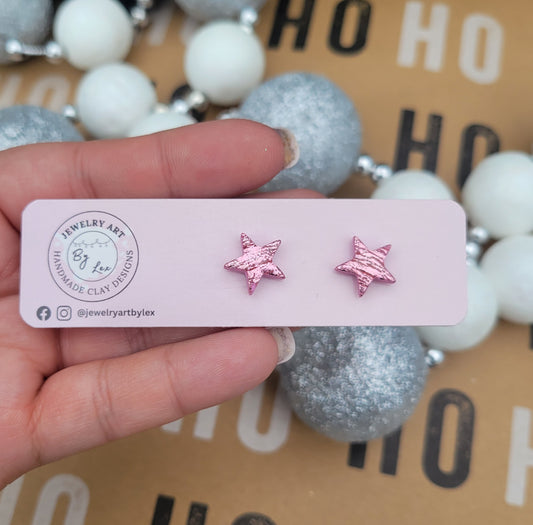 Foil Star Studs- Pink