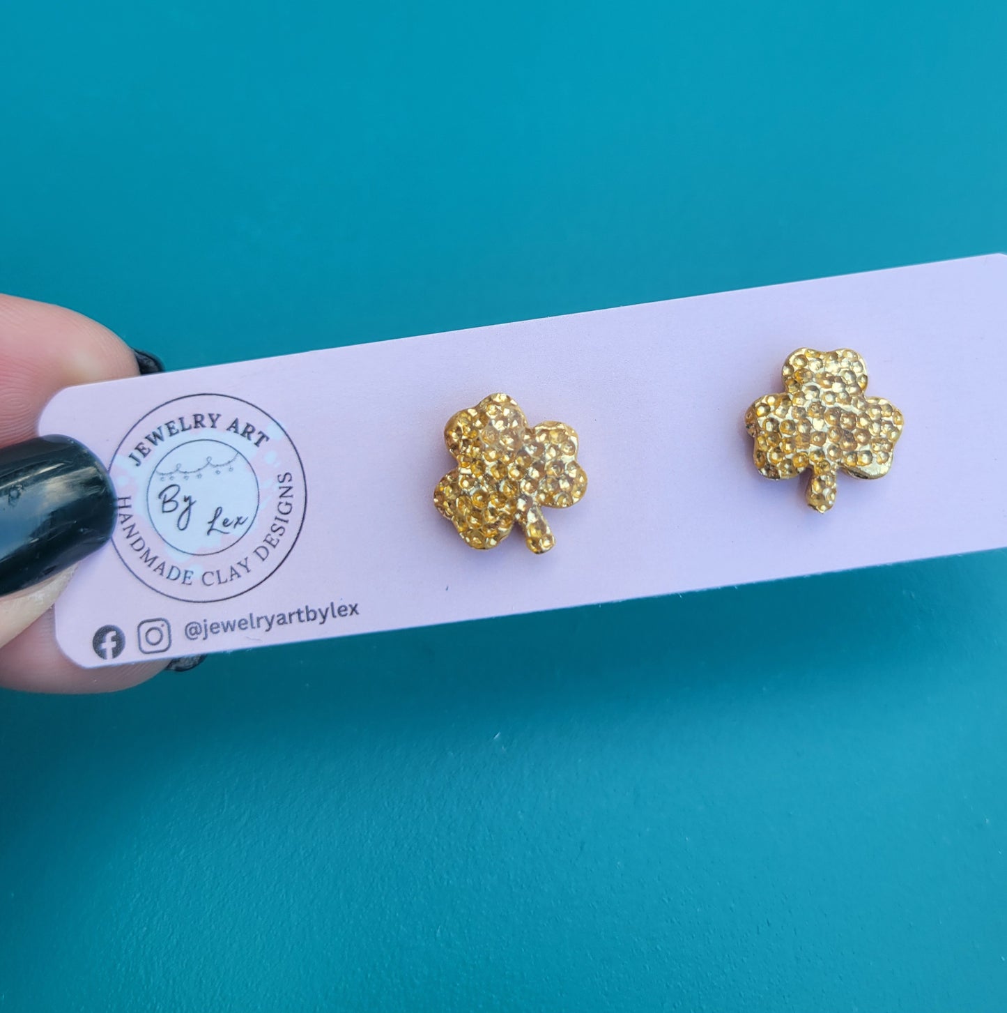 Hammered Gold Clover Studs