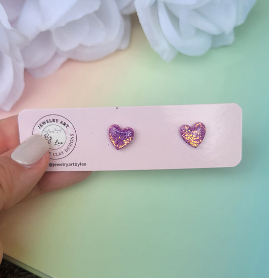 Pink/Gold Mini Heart Studs