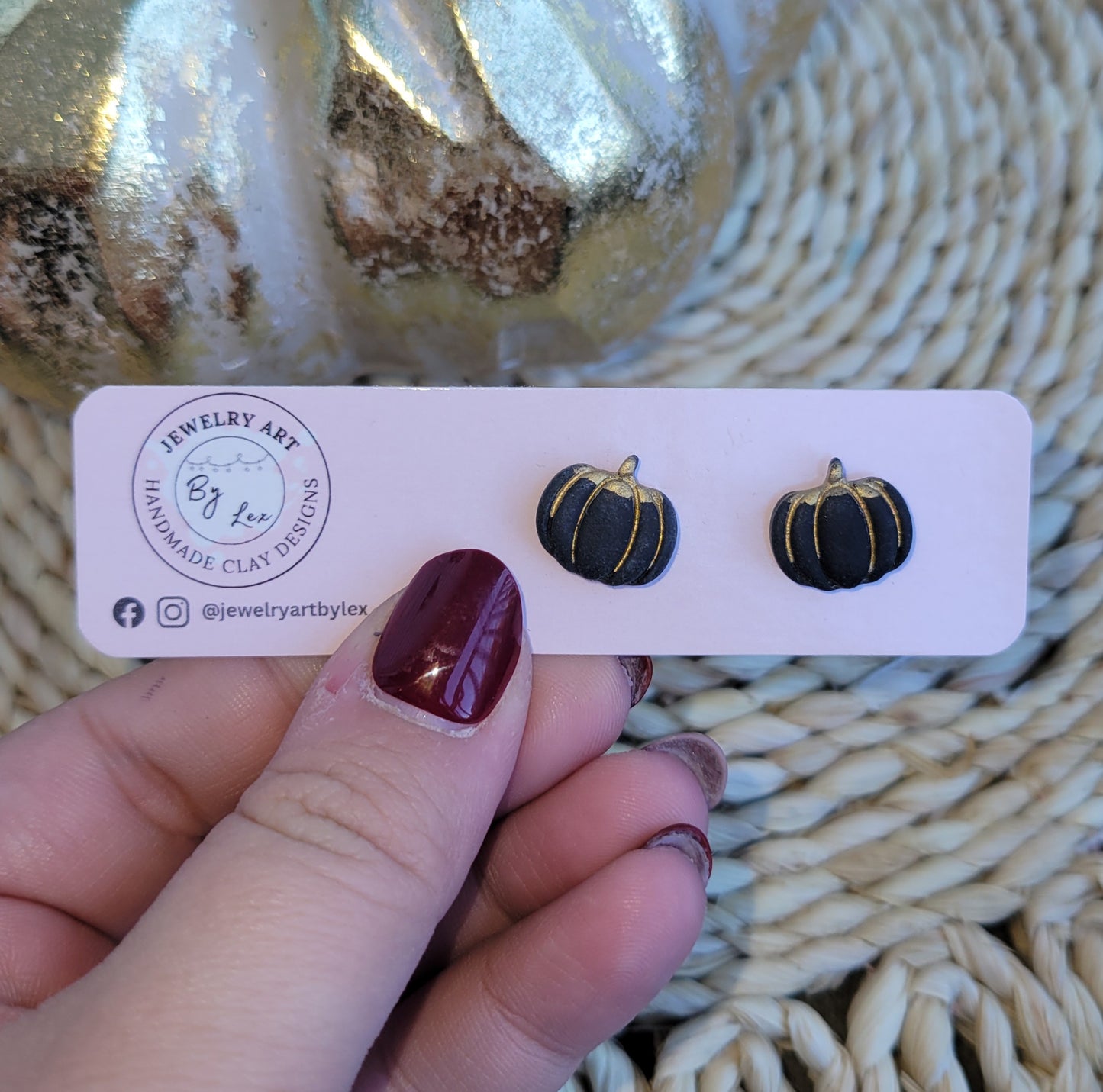 Black/Gold Pumpkin Studs