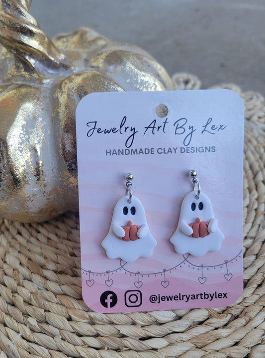 Ghost with Pumpkin Dangles