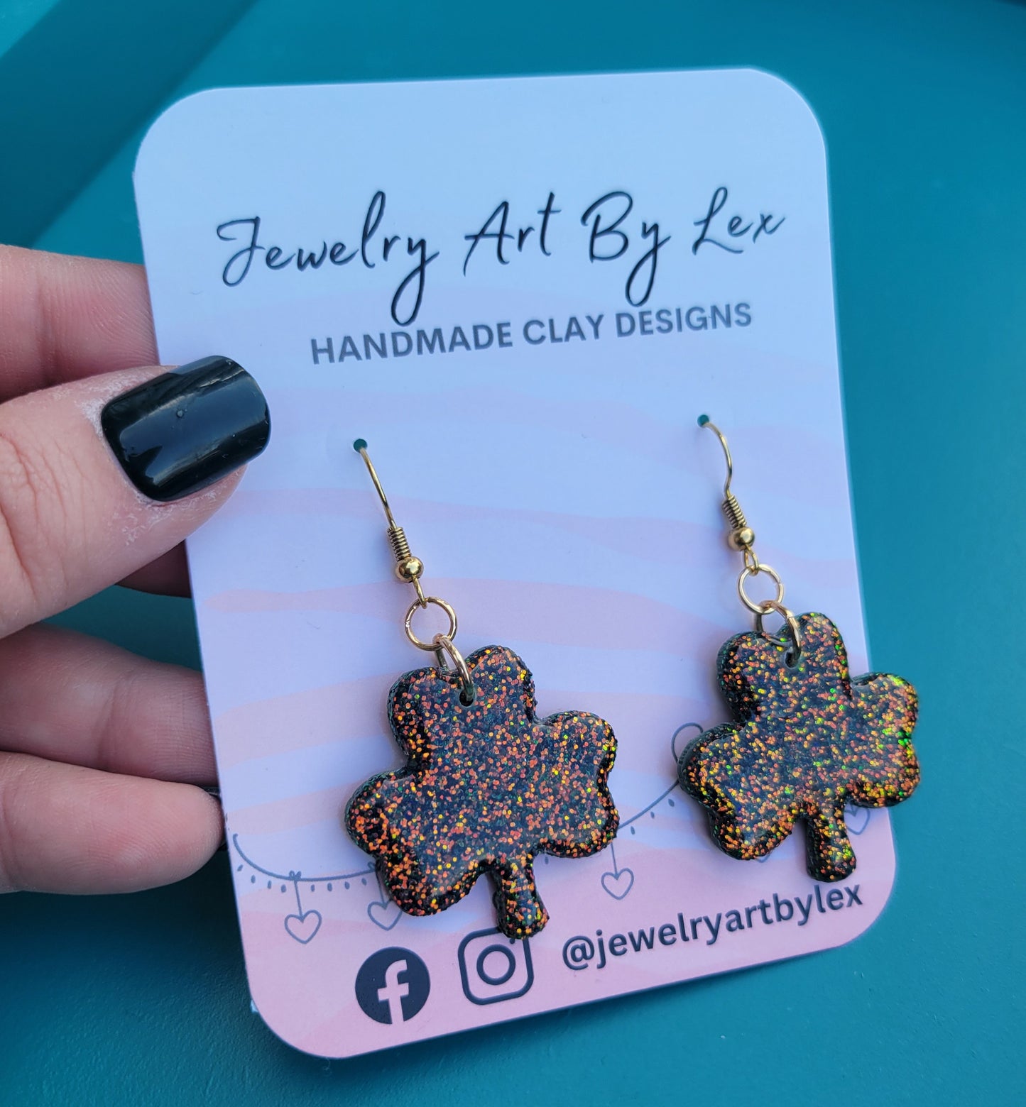 Irish Glitter Clover Dangles
