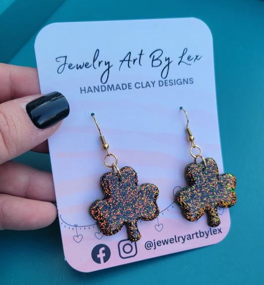 Irish Glitter Clover Dangles