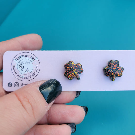Irish Glitter Clover Studs