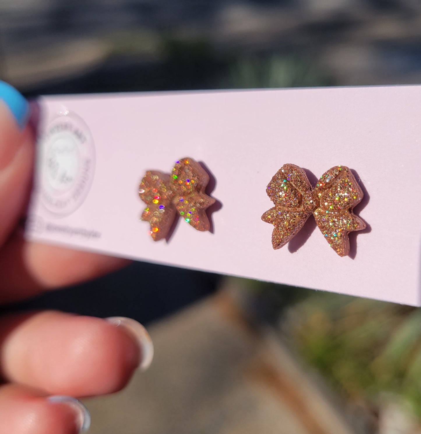 Holo Honey Bow Studs