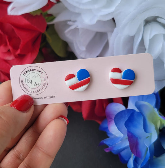 Flag Heart Studs