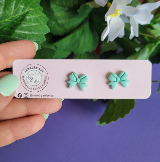 Mint Bow Studs
