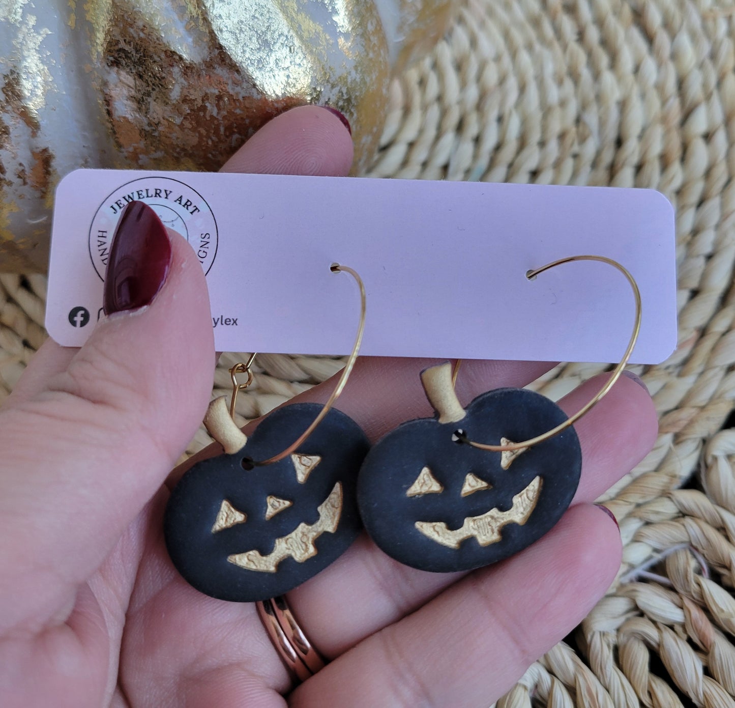 Black/Gold Jack-o-Lantern Hoops