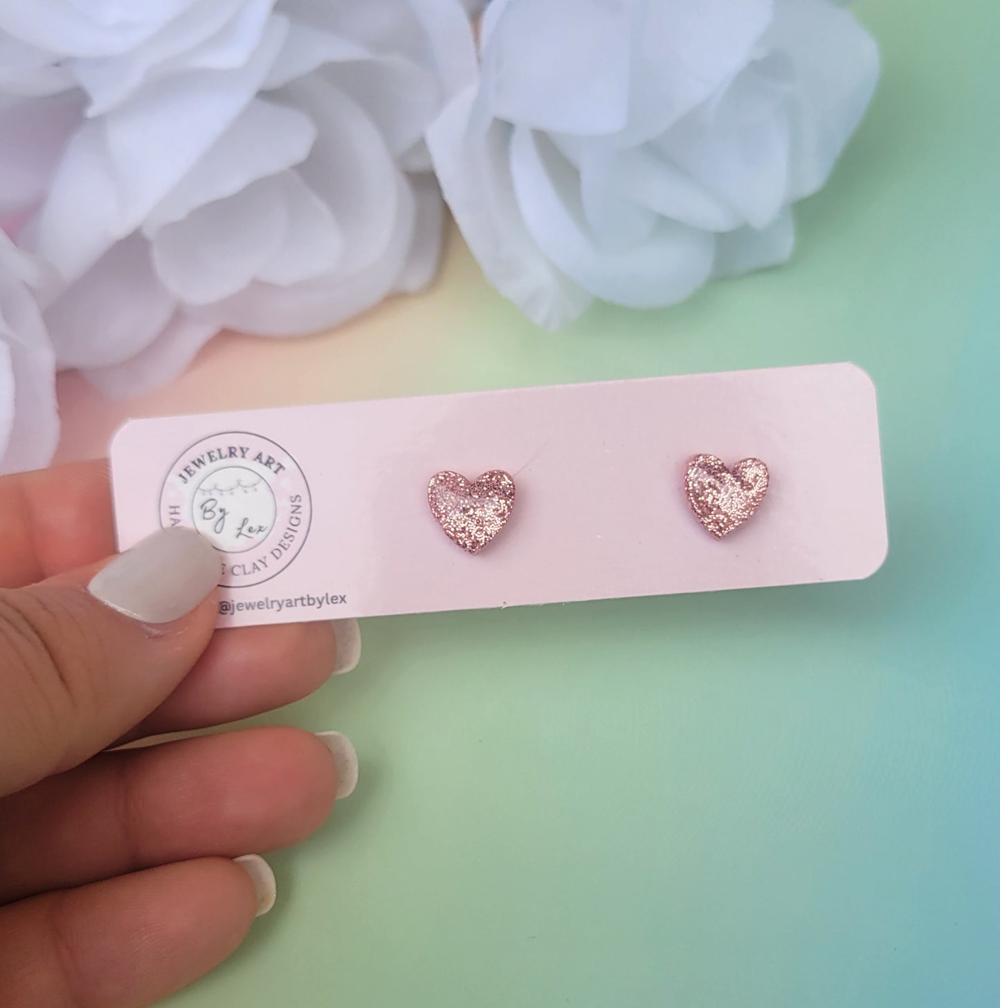 Peach Mini Heart Studs