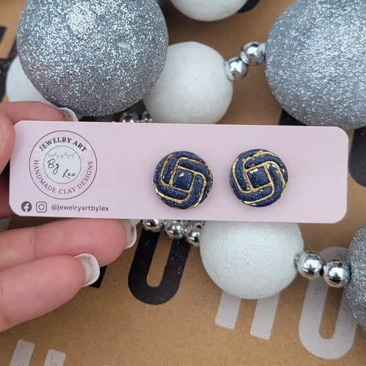 Navy/Gold Knot Studs