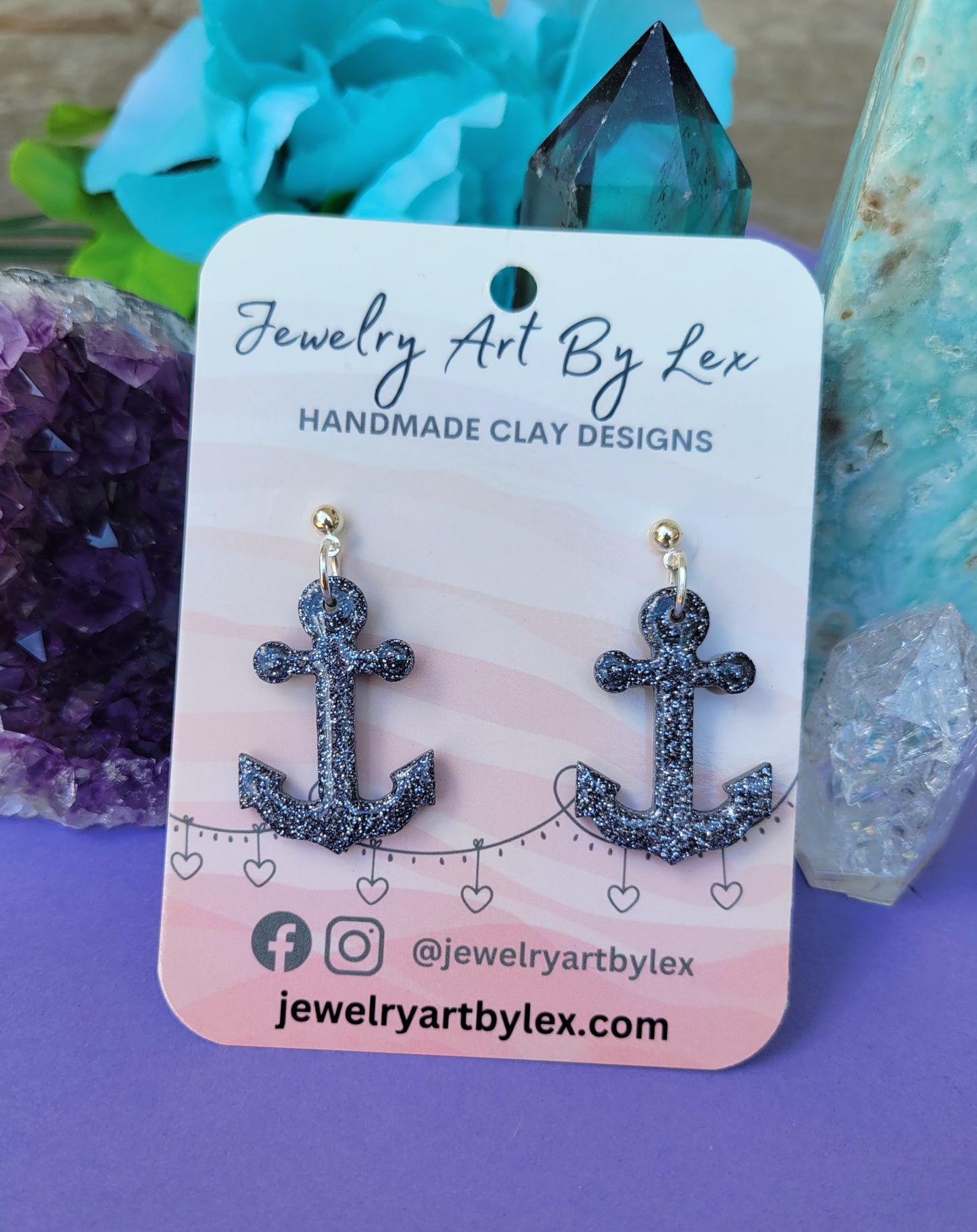 Glitter Anchor Dangles