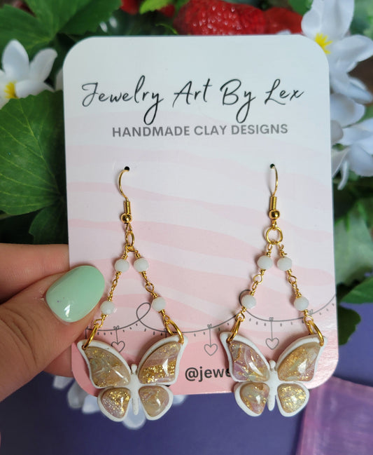 Gilded Moss/Amethyst  Butterfly Dangles